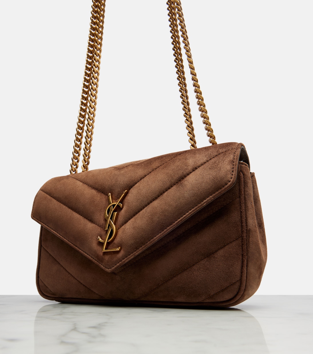 Loulou Small matelassé suede shoulder bag | Saint Laurent