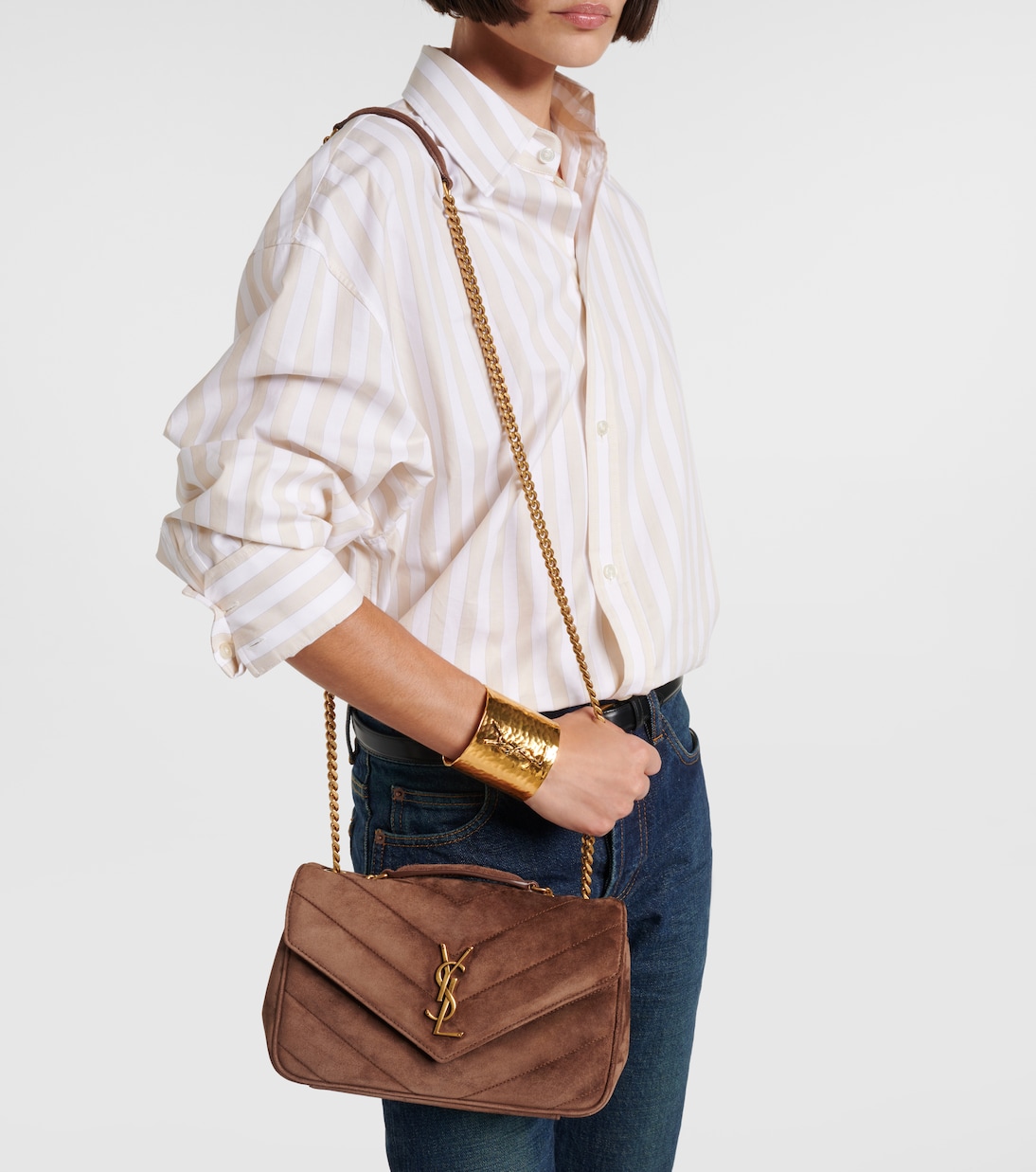 Loulou Small matelassé suede shoulder bag | Saint Laurent