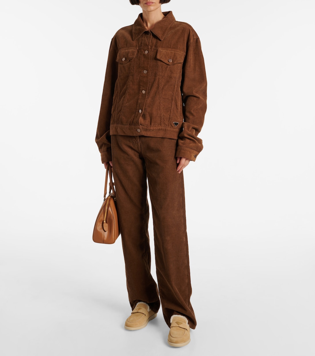 Loafers aus Veloursleder mit Shearling | Prada