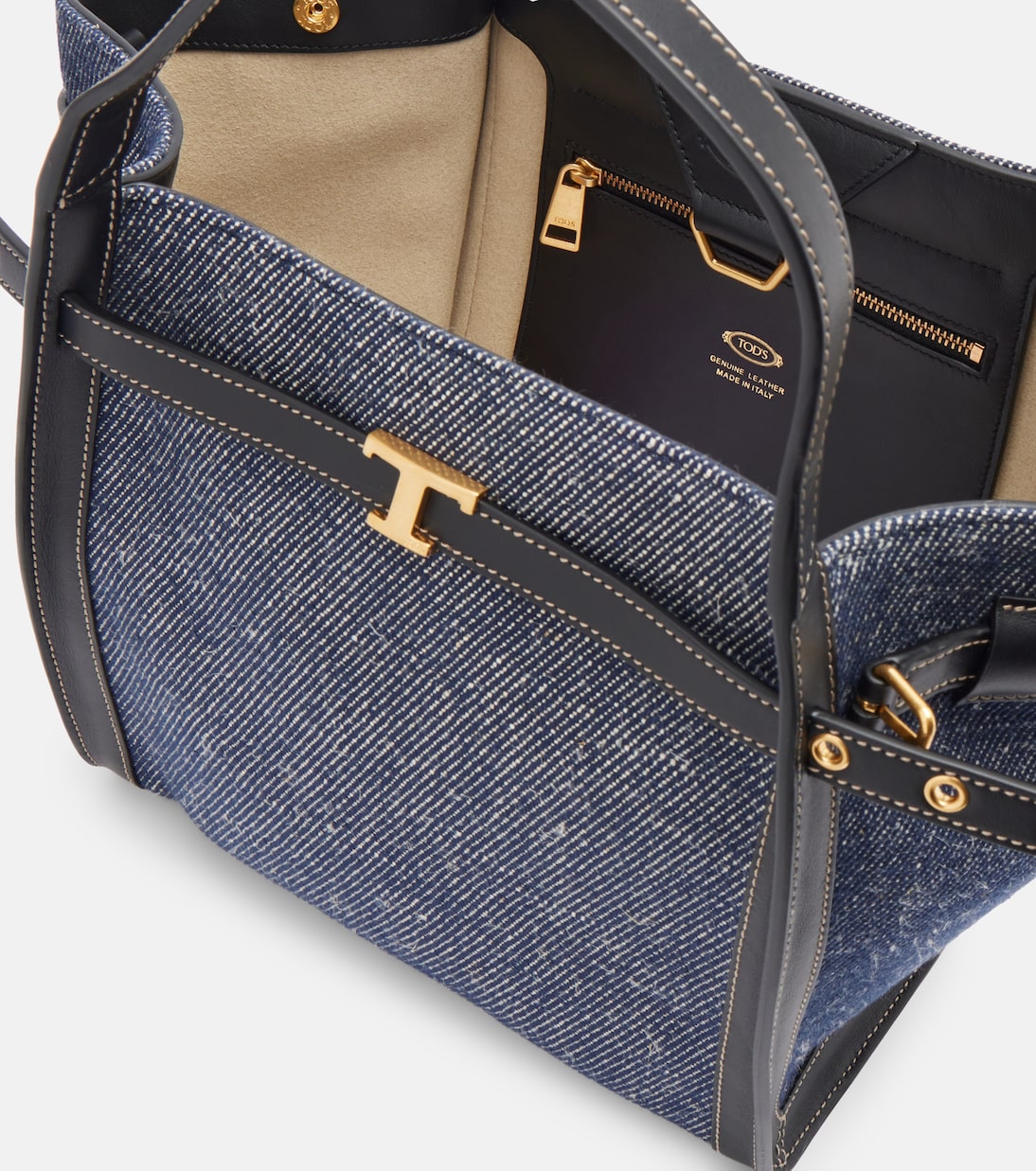 Borsa Tim Small in denim con pelle | Tod's