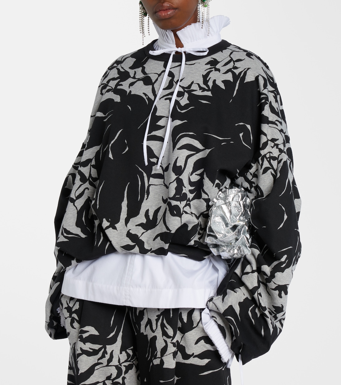 سويت شيرت درابيه من القطن الجيرسيه بورود | Dries Van Noten