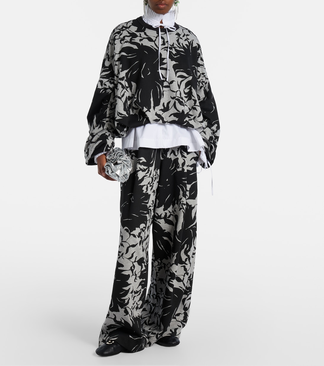 سويت شيرت درابيه من القطن الجيرسيه بورود | Dries Van Noten