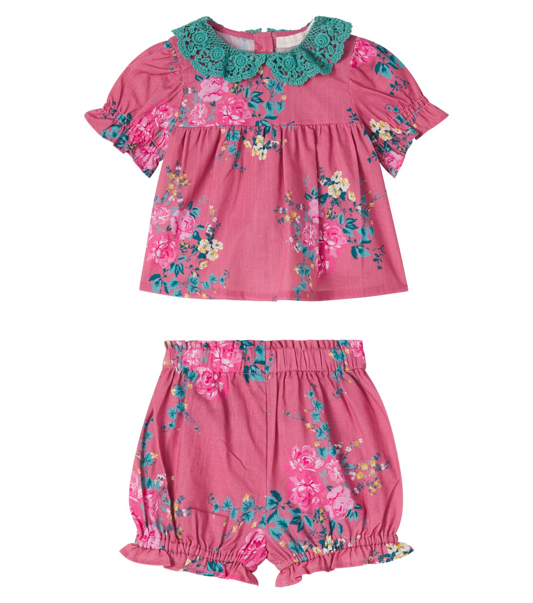 Baby floral cotton top and shorts set | C'era Una Volta