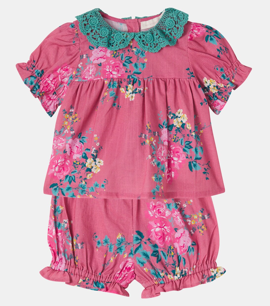Baby floral cotton top and shorts set | C'era Una Volta