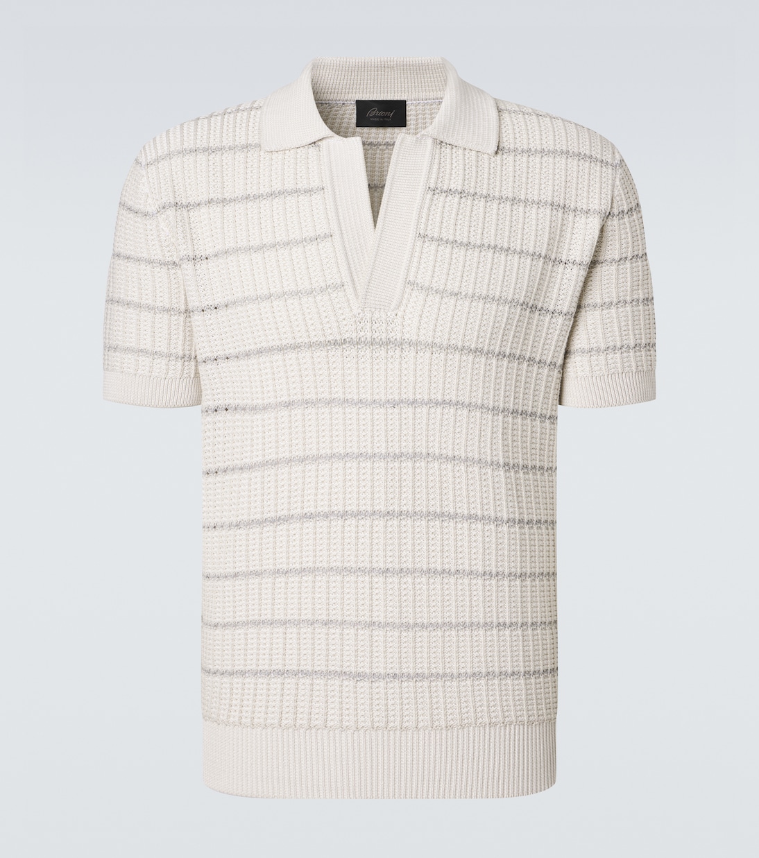 Embroidered cotton and linen polo shirt | Brioni