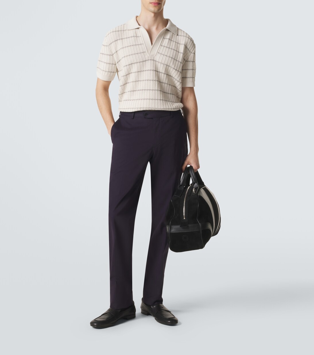 Embroidered cotton and linen polo shirt | Brioni
