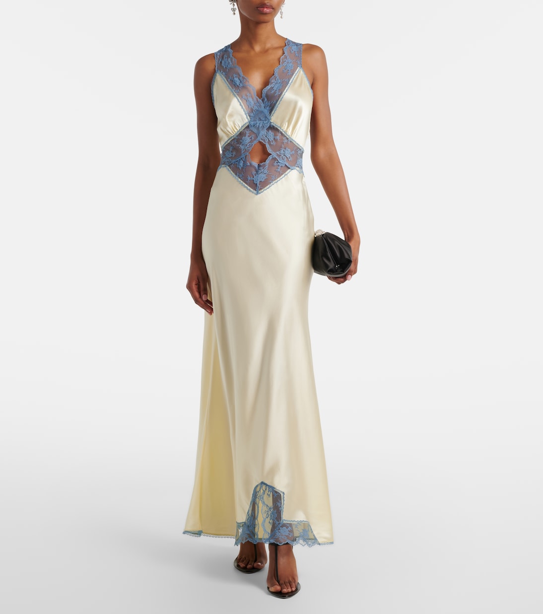 Vestido largo de seda con encaje | SIR