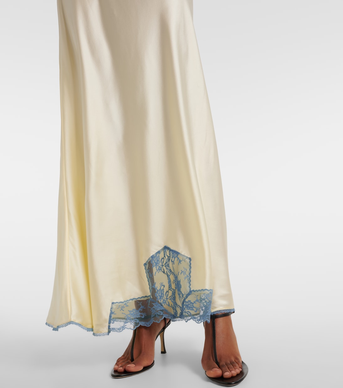 Vestido largo de seda con encaje | SIR