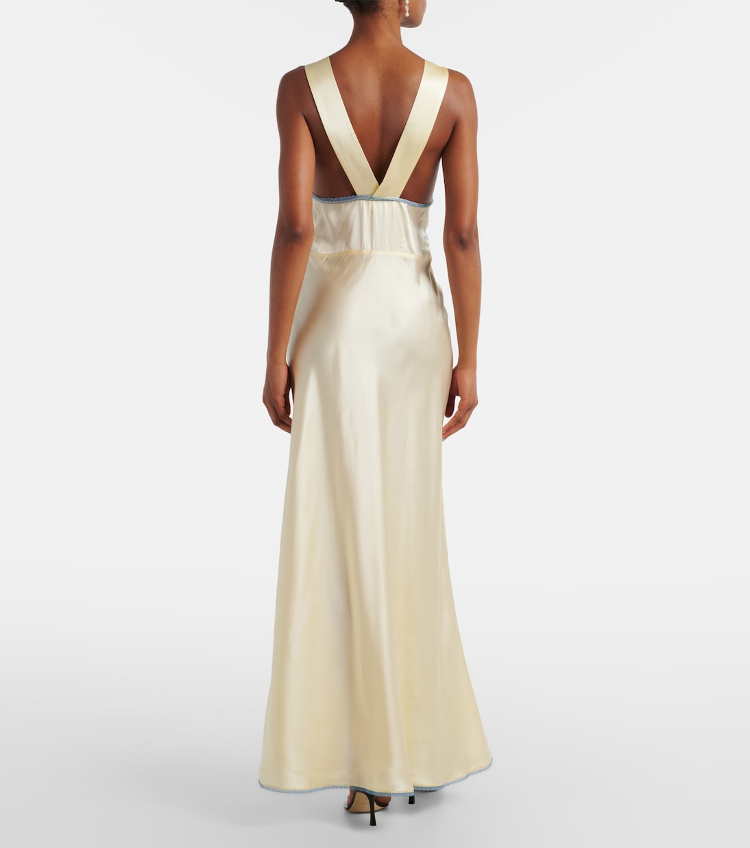 Vestido largo de seda con encaje | SIR