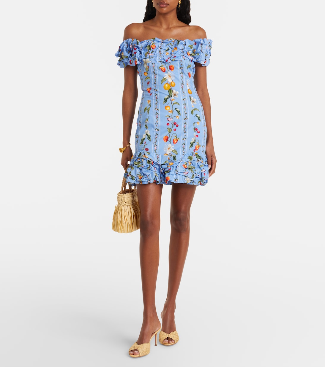 Robe imprimée à épaules dénudées Jardin en coton | Agua by Agua Bendita