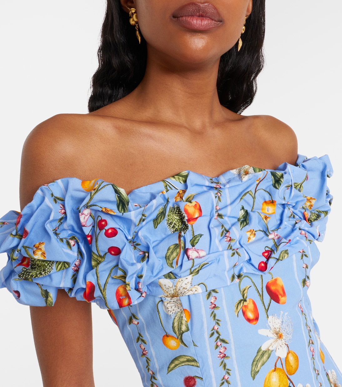 Robe imprimée à épaules dénudées Jardin en coton | Agua by Agua Bendita