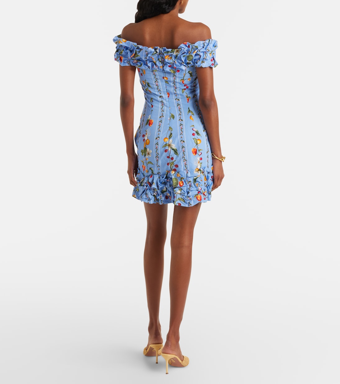 Robe imprimée à épaules dénudées Jardin en coton | Agua by Agua Bendita