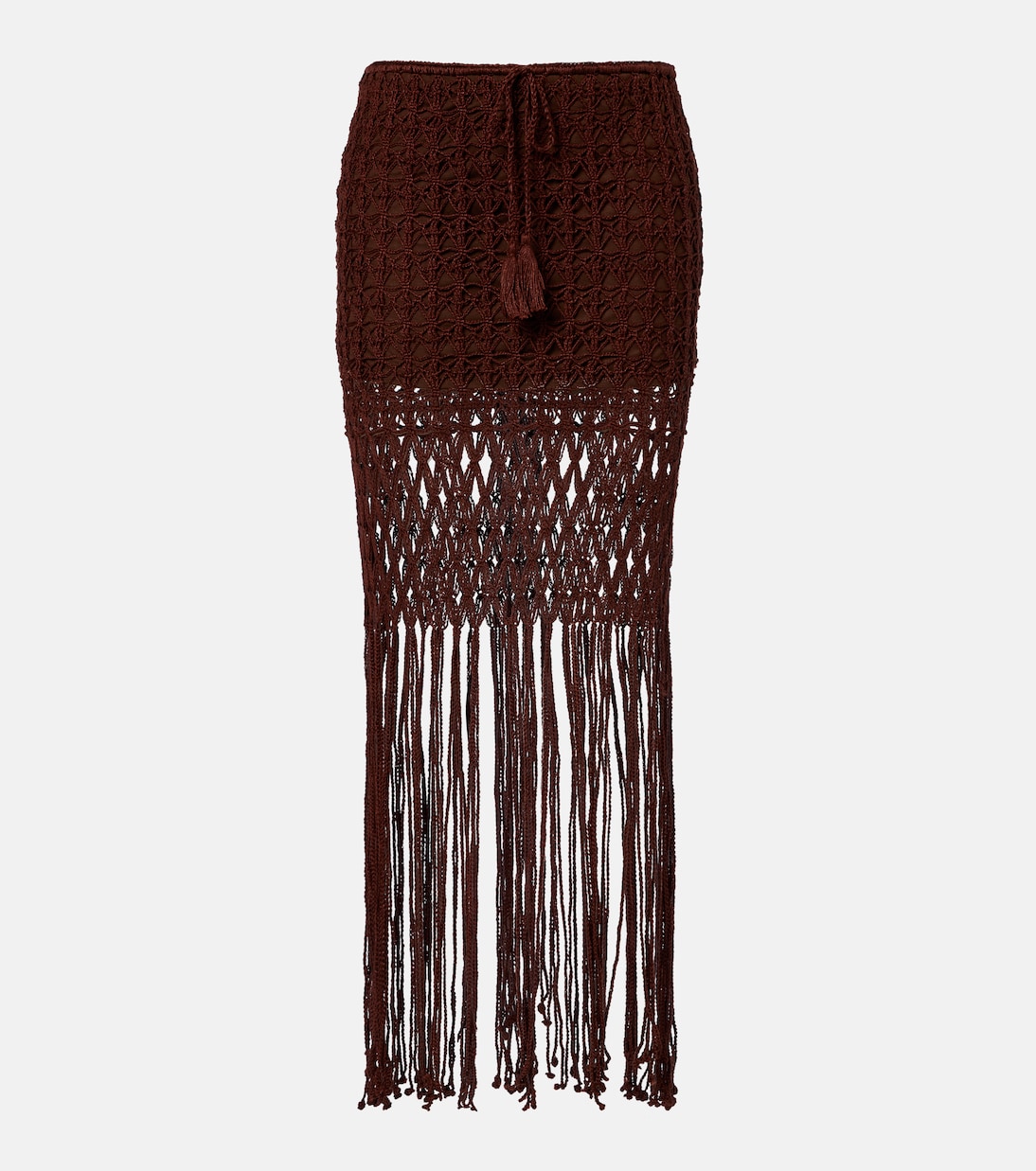 Crochet fringed cotton miniskirt | Anna Kosturova