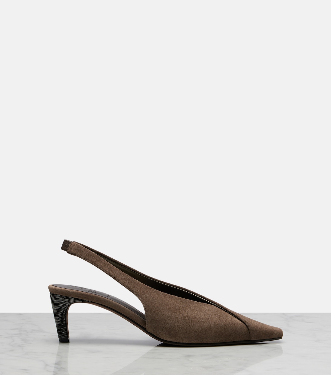 Slingback-Pumps Monili aus Veloursleder | Brunello Cucinelli