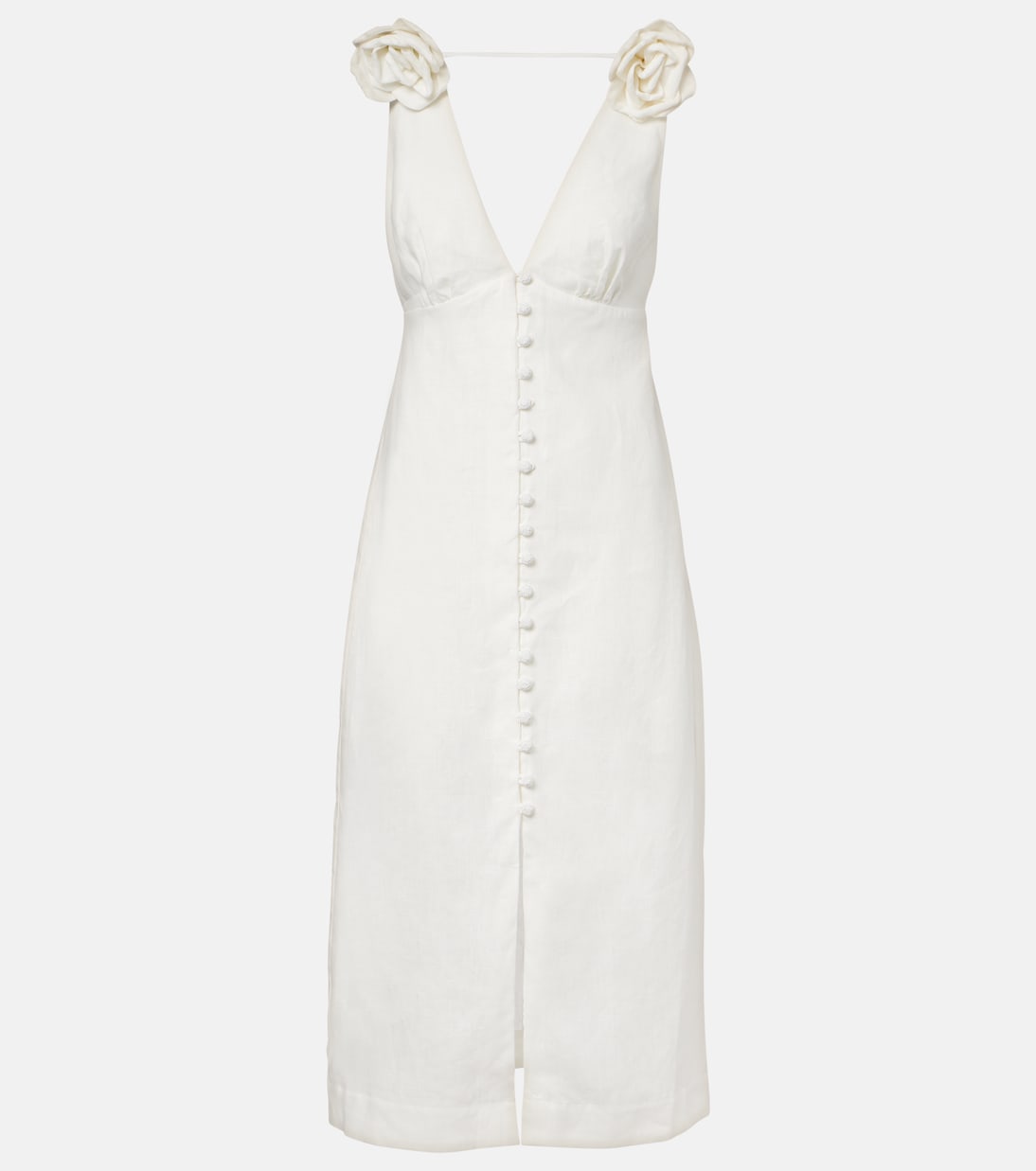 Floral-appliqué linen midi dress | Farm Rio