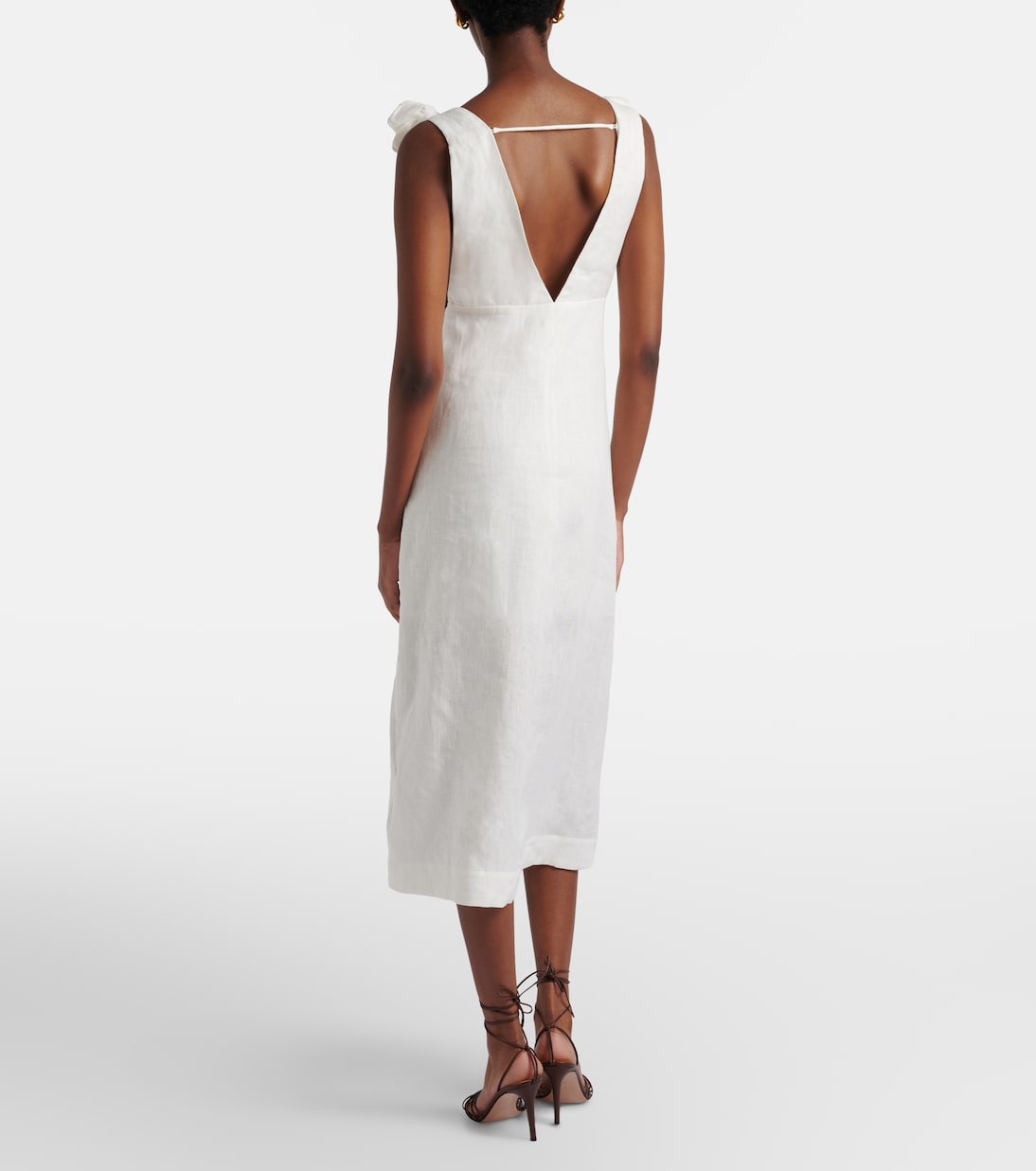 Floral-appliqué linen midi dress | Farm Rio