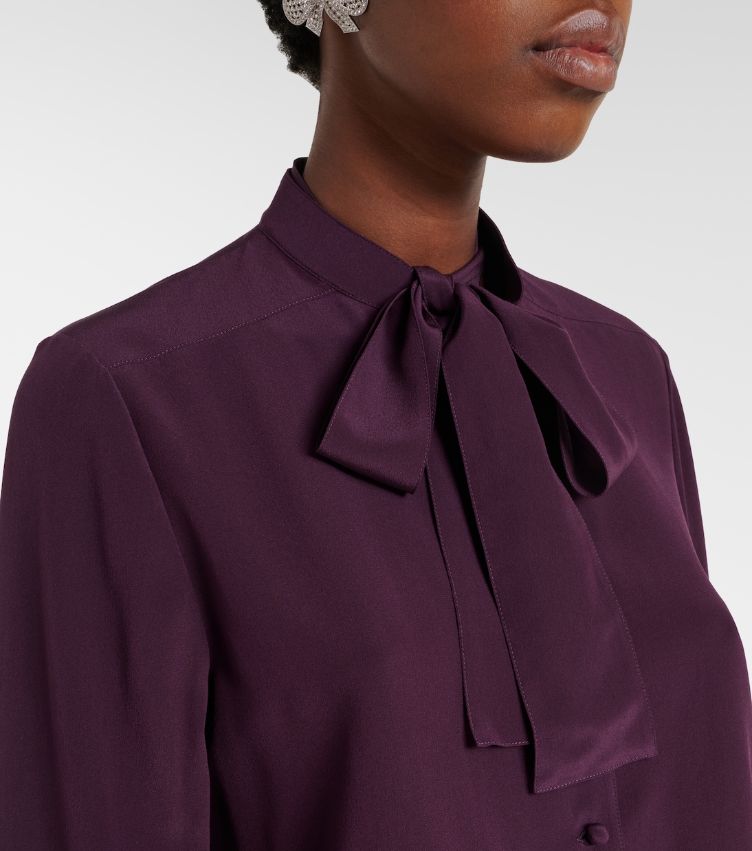 Tie-neck silk crêpe de chine blouse | Valentino