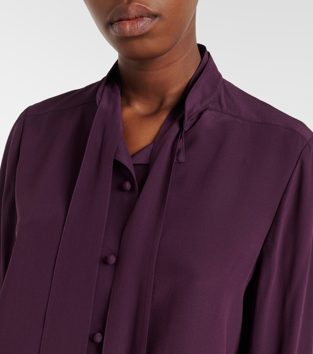 Tie-neck silk crêpe de chine blouse | Valentino
