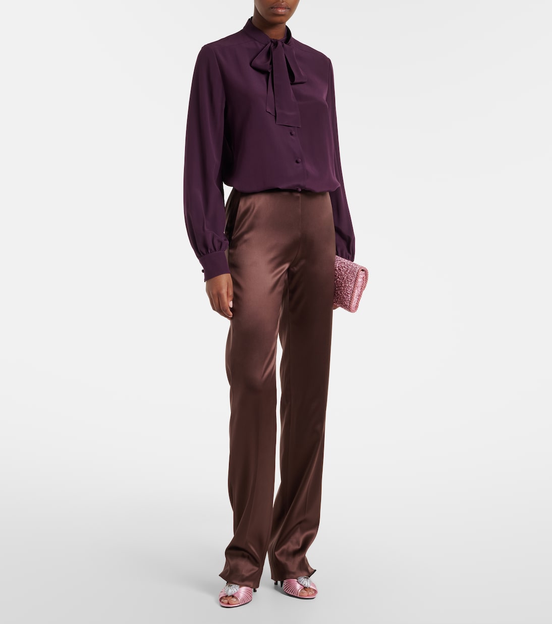 Tie-neck silk crêpe de chine blouse | Valentino