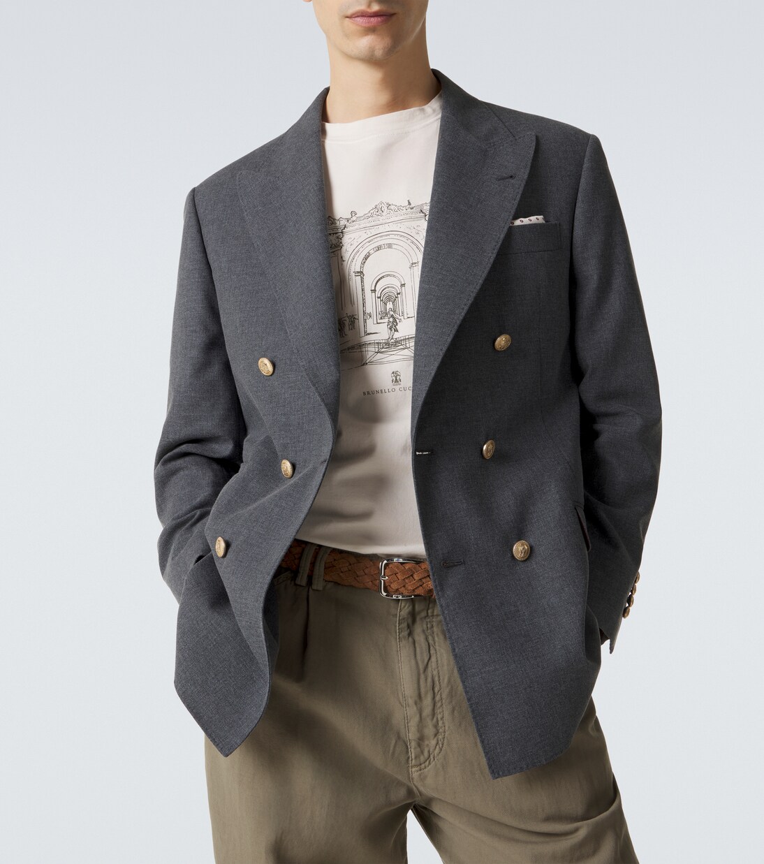 Wool, cotton, and silk blazer | Brunello Cucinelli