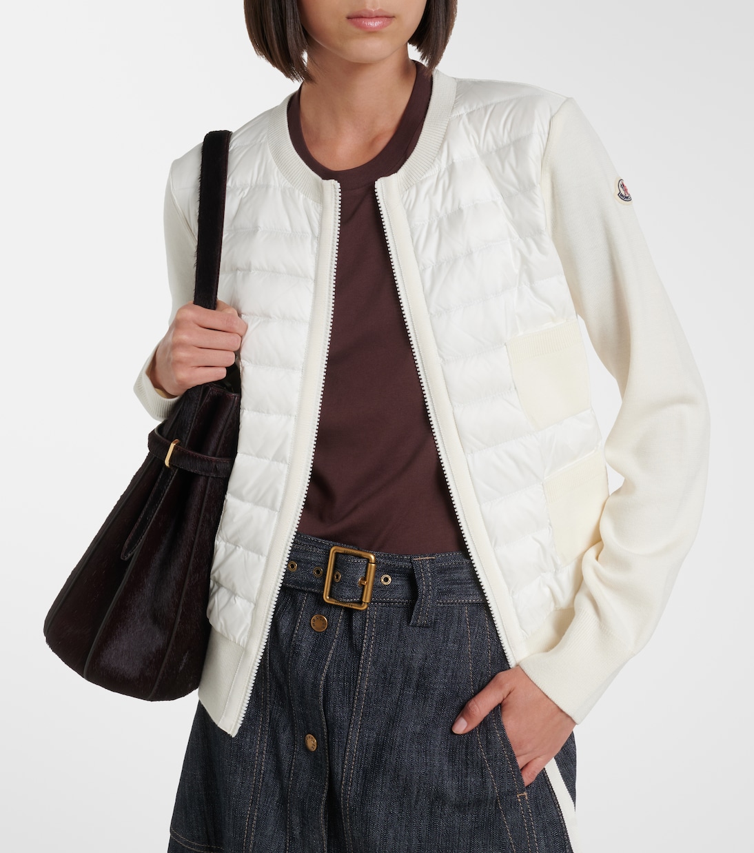 Tricot down-paneled virgin wool cardigan | Moncler