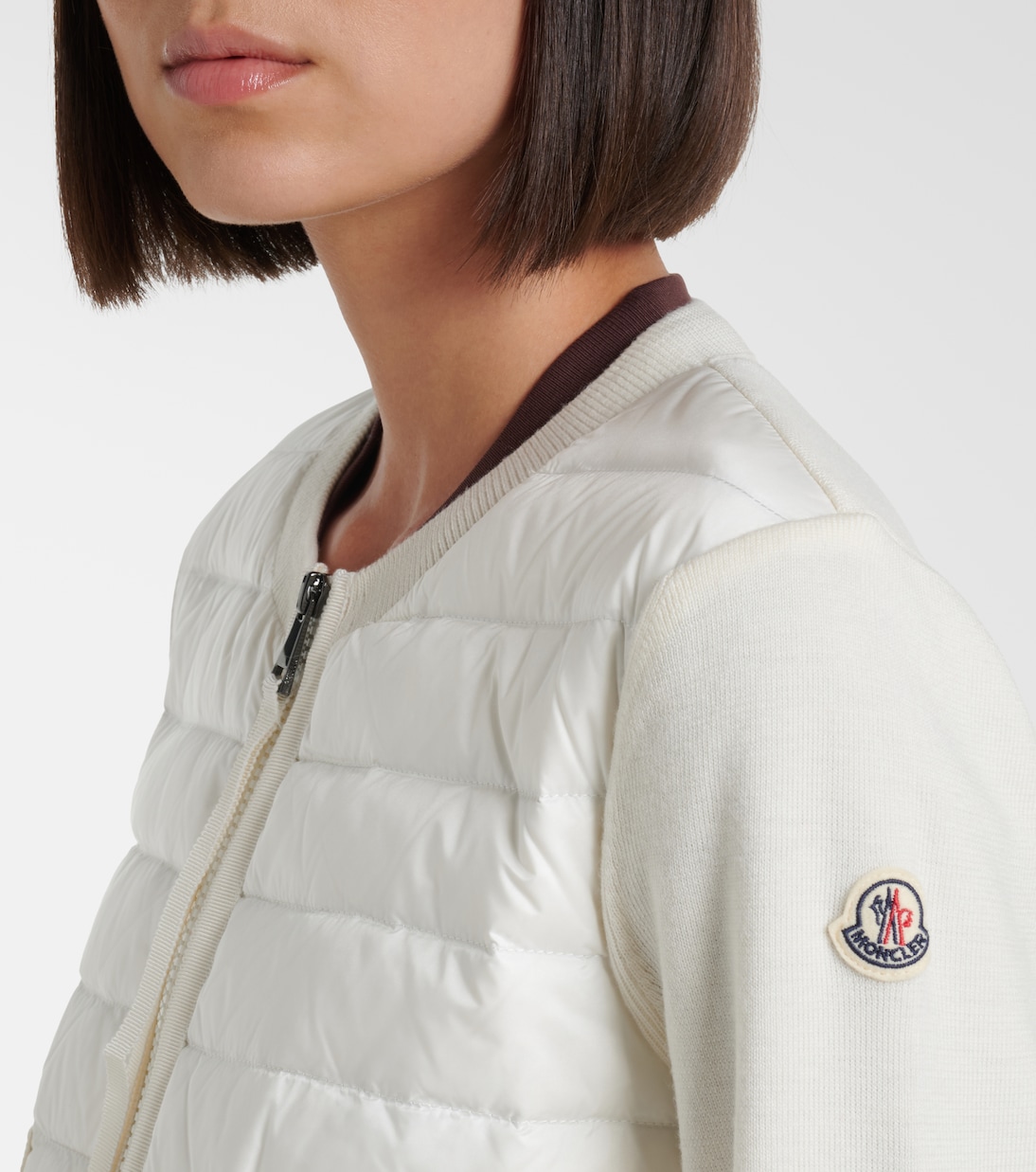 Tricot down-paneled virgin wool cardigan | Moncler