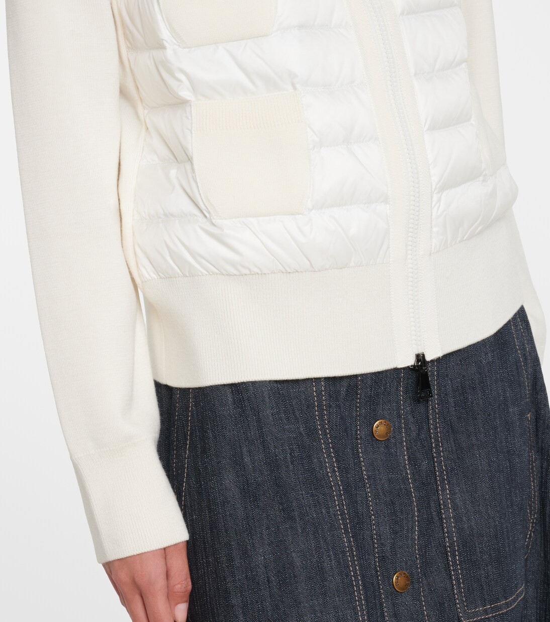 Tricot down-paneled virgin wool cardigan | Moncler