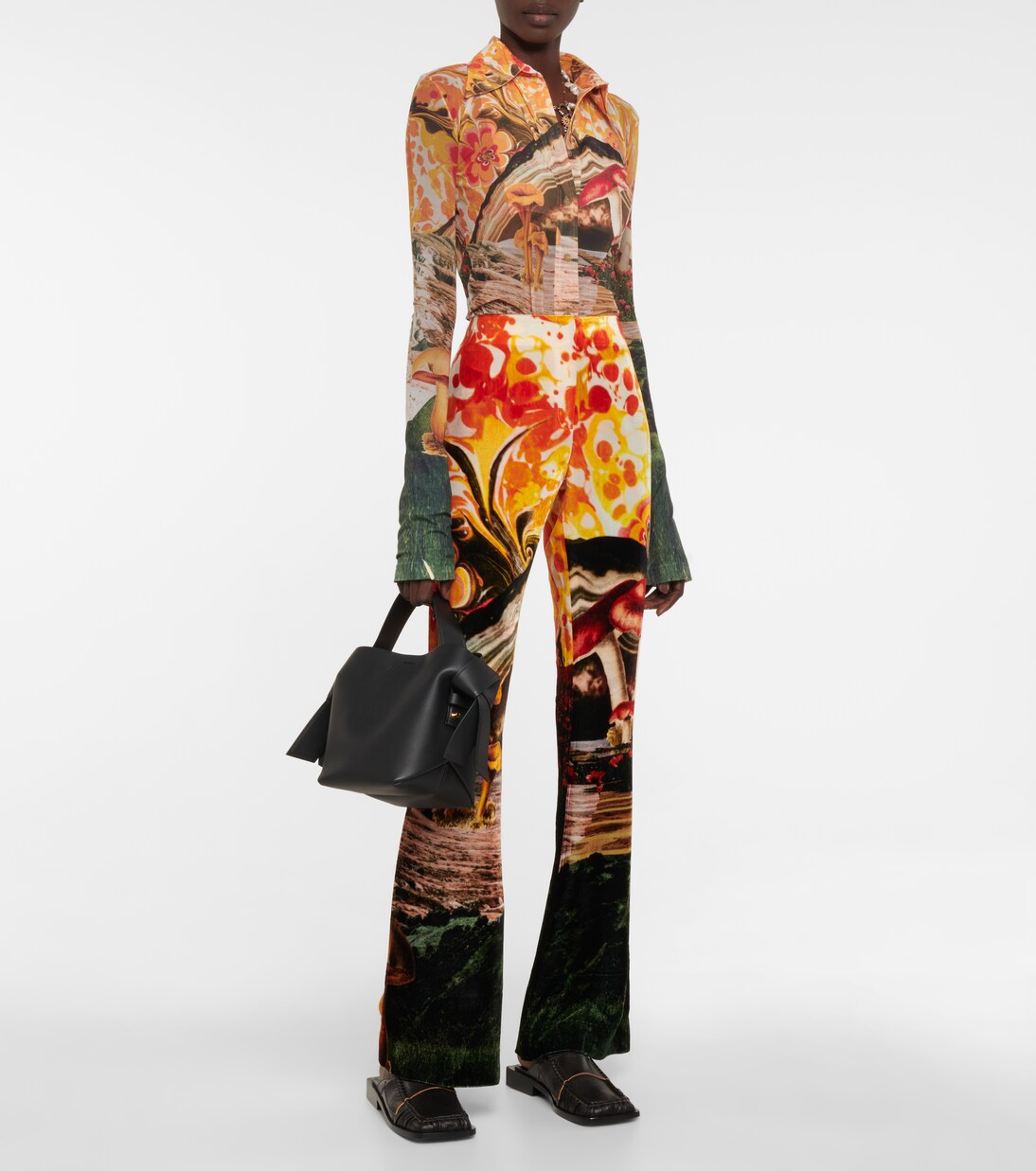 Pantalon évasé à taille haute en velours | Acne Studios