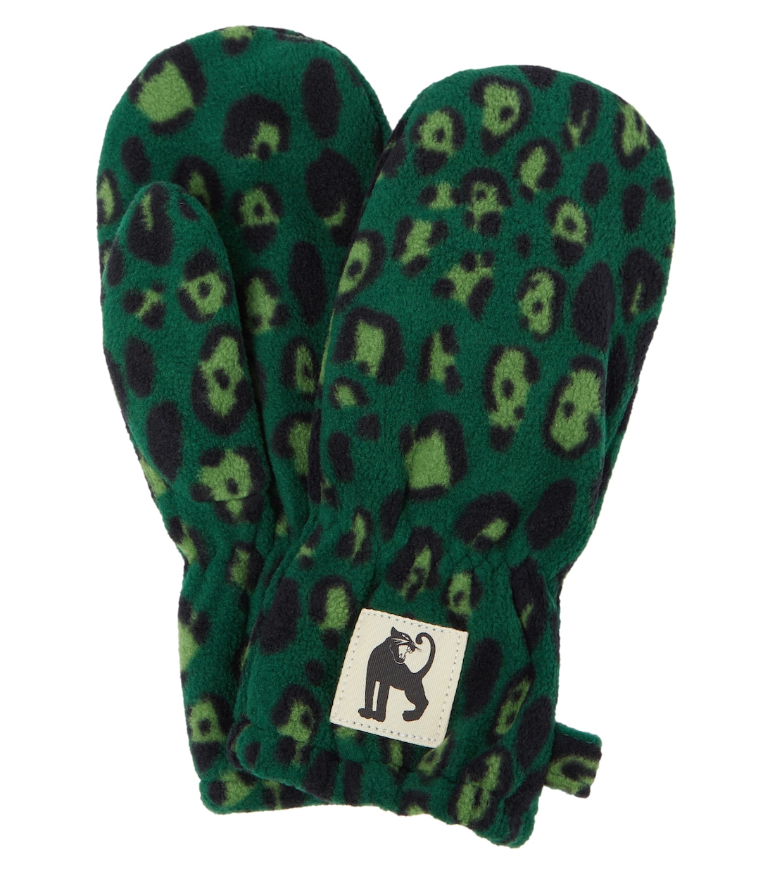 Leopard-print fleece mittens | Mini Rodini