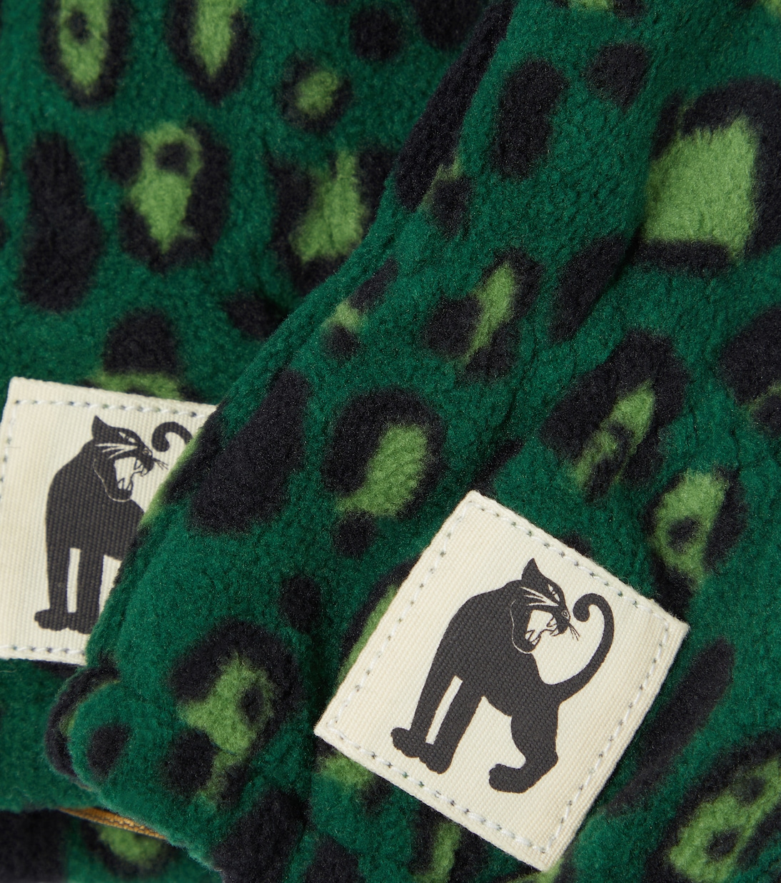 Leopard-print fleece mittens | Mini Rodini