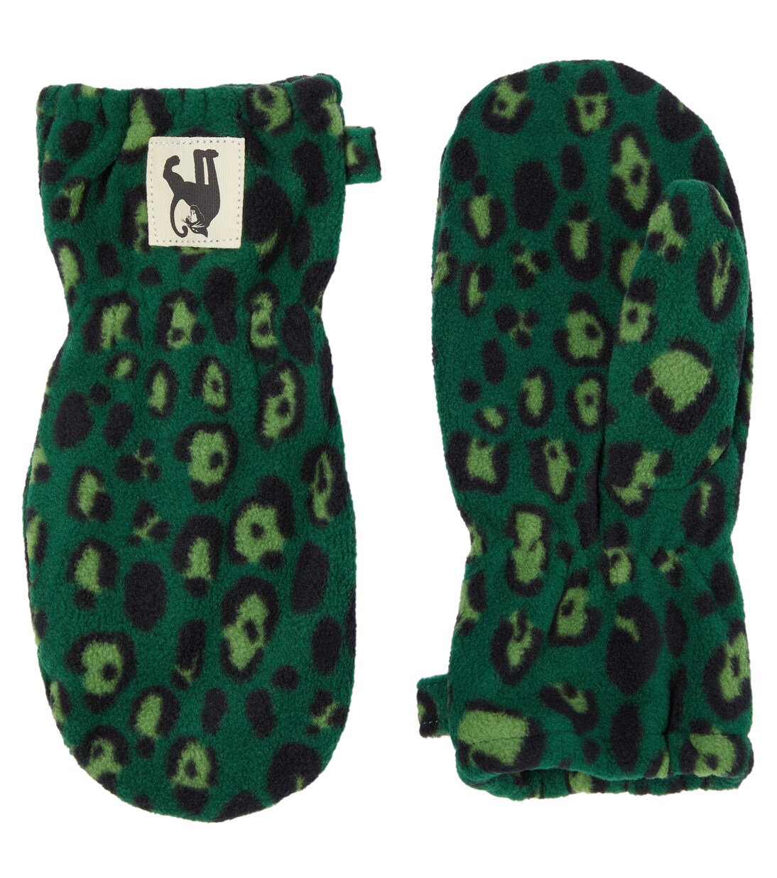 Leopard-print fleece mittens | Mini Rodini