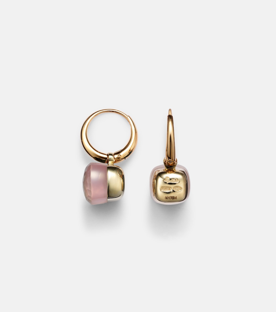 Ohrringe Nudo Petit aus 18kt Rosé- und Weißgold mit Rosenquarz | Pomellato