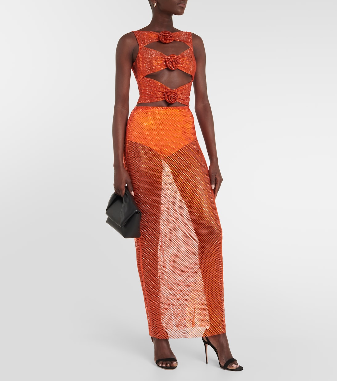 Crystal-embellished mesh maxi skirt | Giuseppe di Morabito