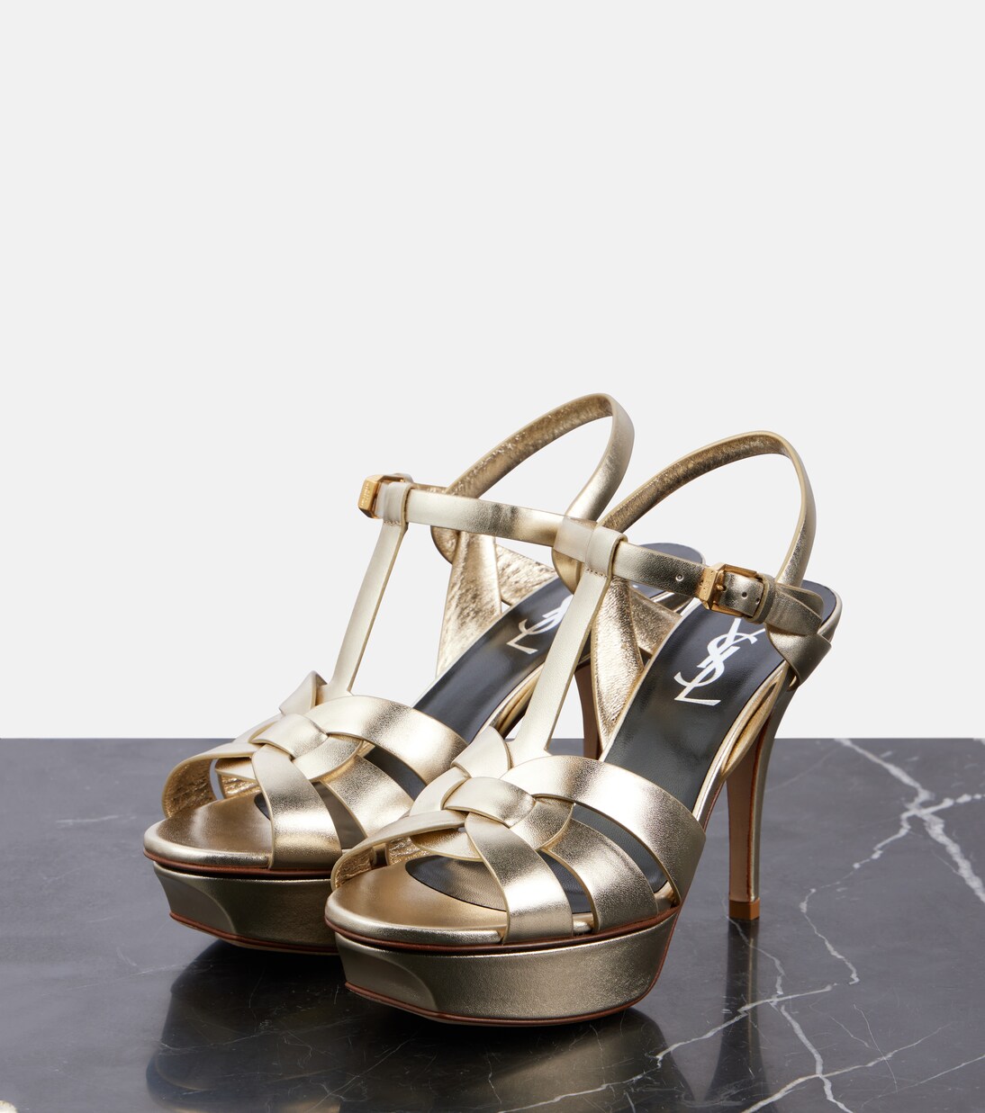 Tribute 105 leather platform sandals | Saint Laurent