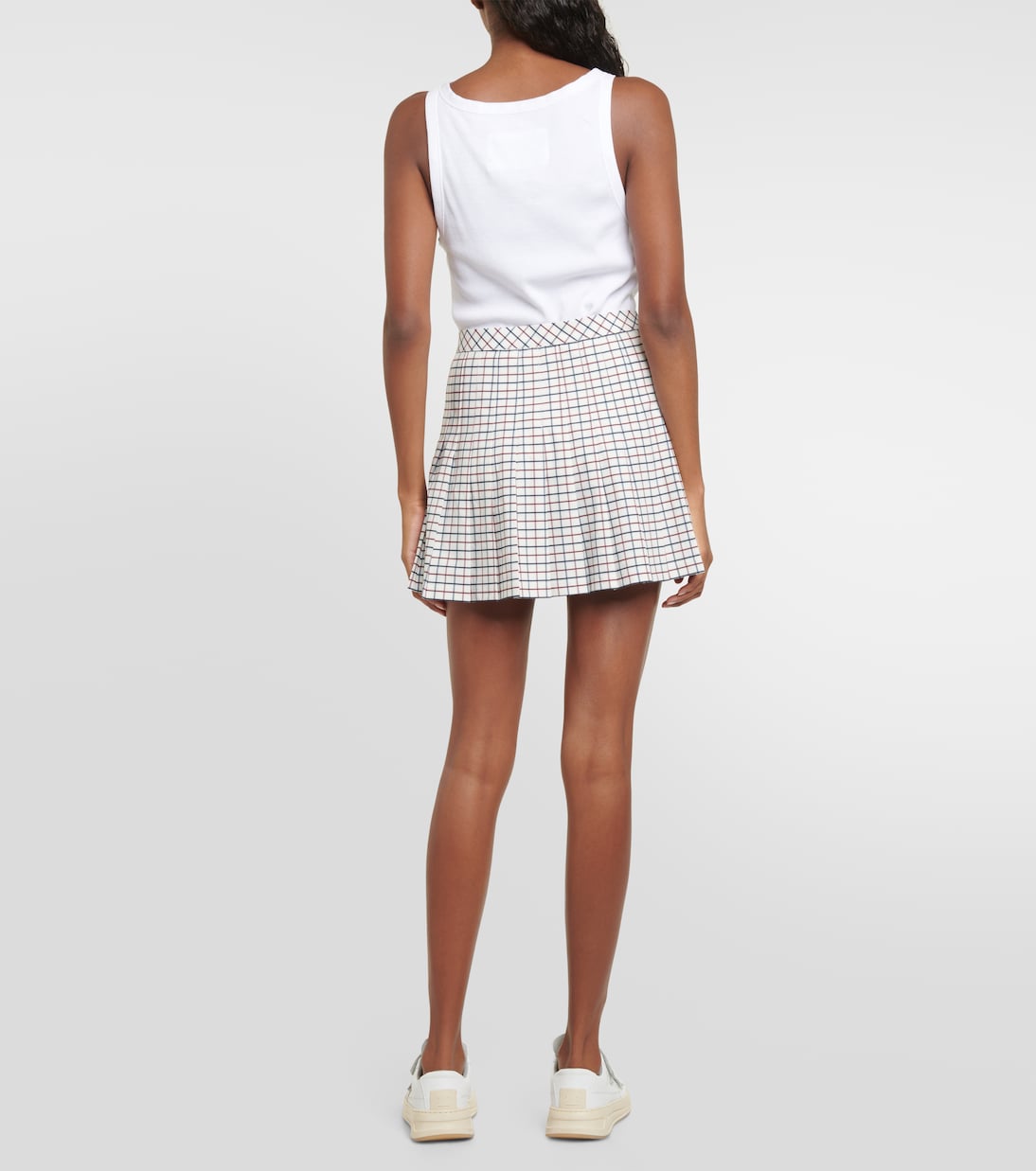 Checked pleated jersey tennis skirt | Tory Sport