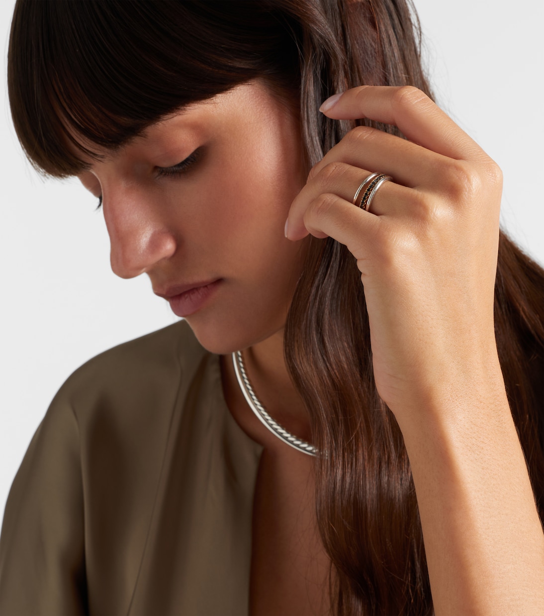 Tigris 18kt gold and sterling silver ring with black diamonds | Spinelli Kilcollin