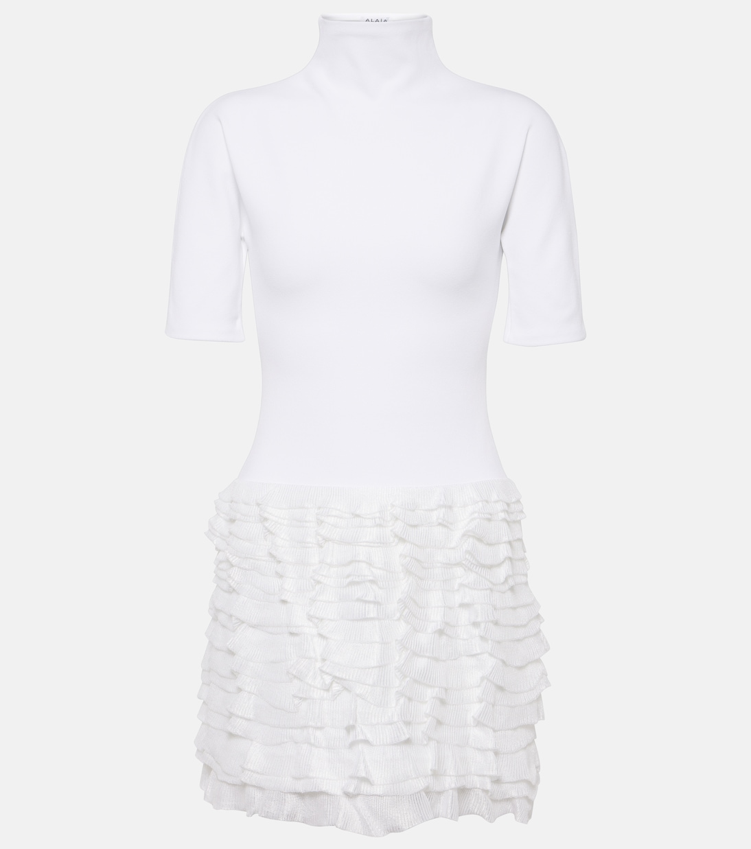 Ruffled high-neck jersey minidress | Alaïa