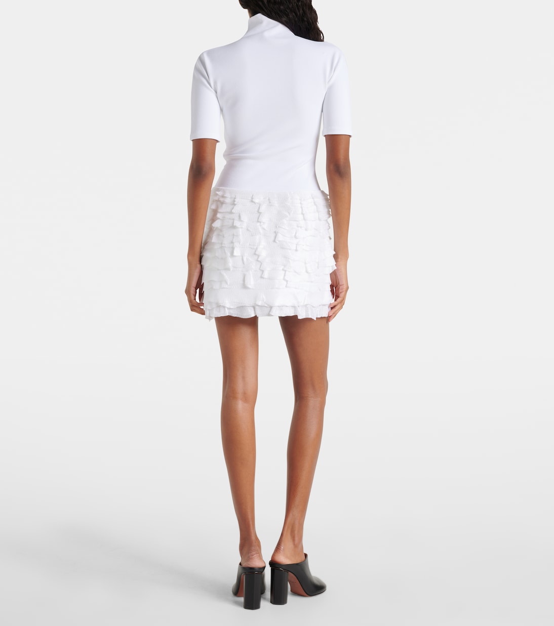 Ruffled high-neck jersey minidress | Alaïa