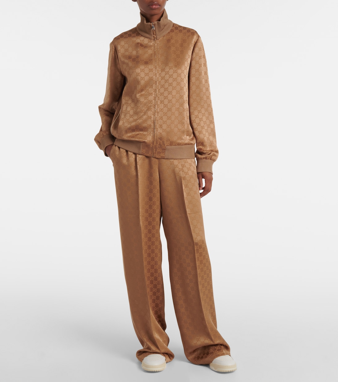 Pantaloni a gamba larga GG in raso | Gucci