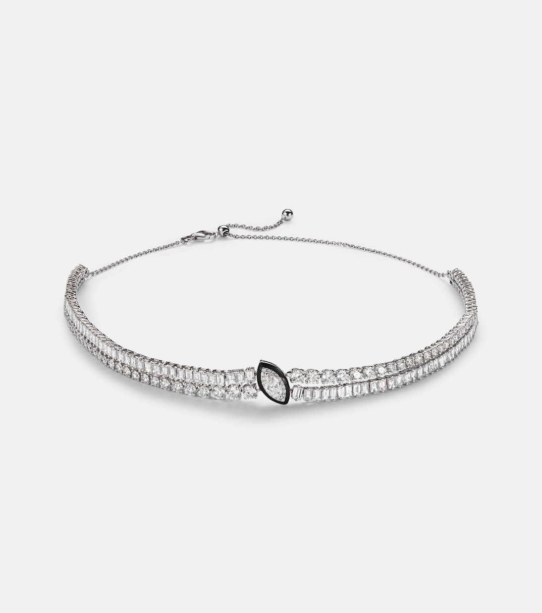 18kt white gold and enamel choker with diamonds | Kamyen