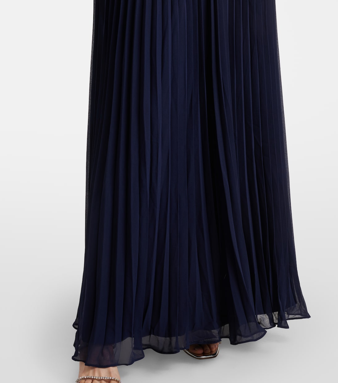 Plissé feather-trimmed chiffon maxi dress | Self-Portrait
