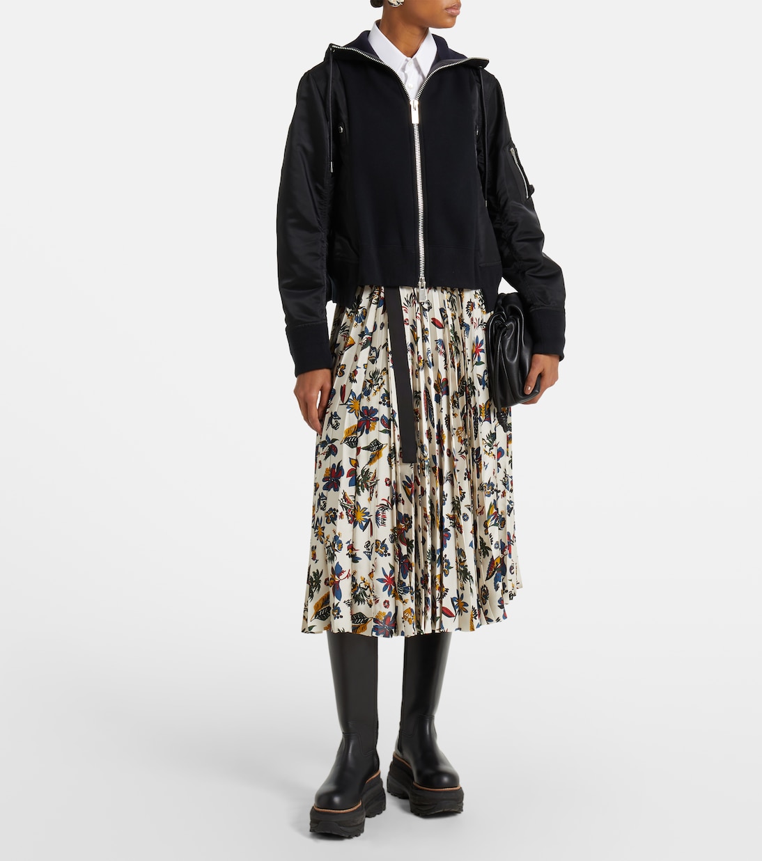 Felpa in misto cotone con zip | Sacai