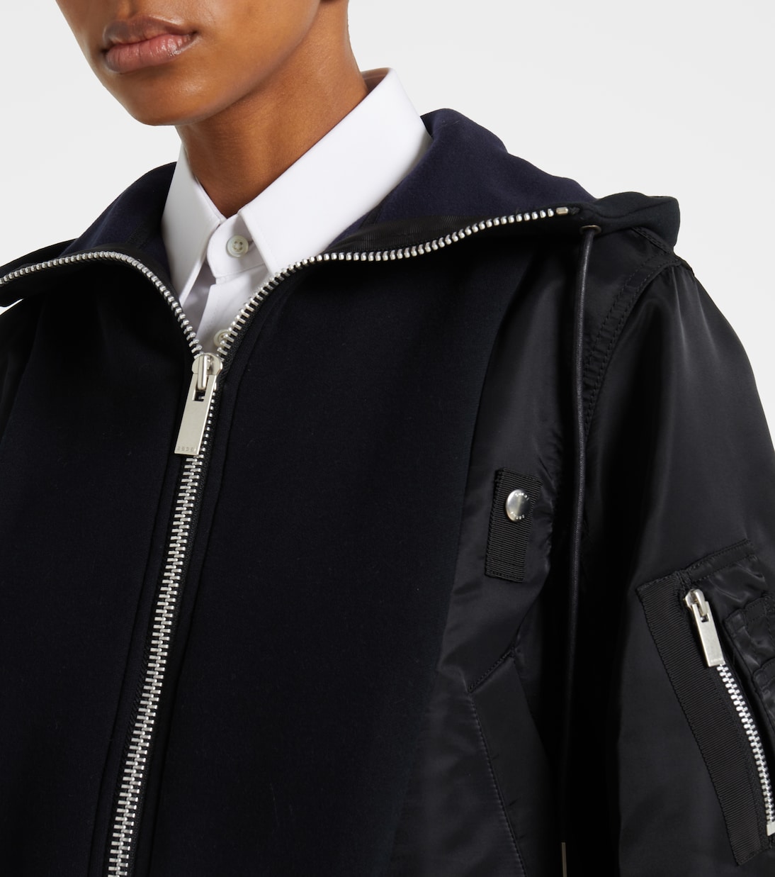 Felpa in misto cotone con zip | Sacai