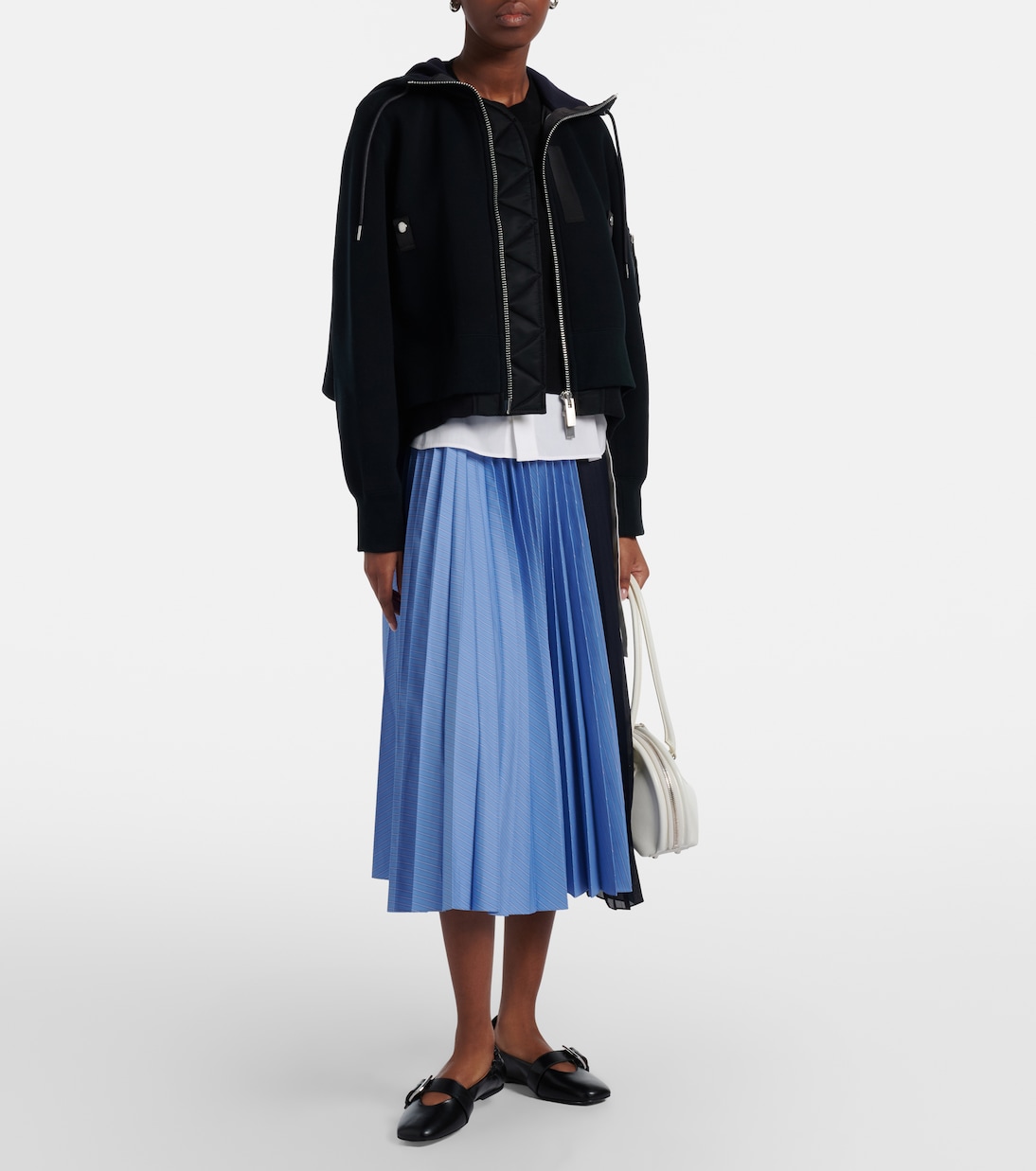 Felpa in misto cotone con zip | Sacai