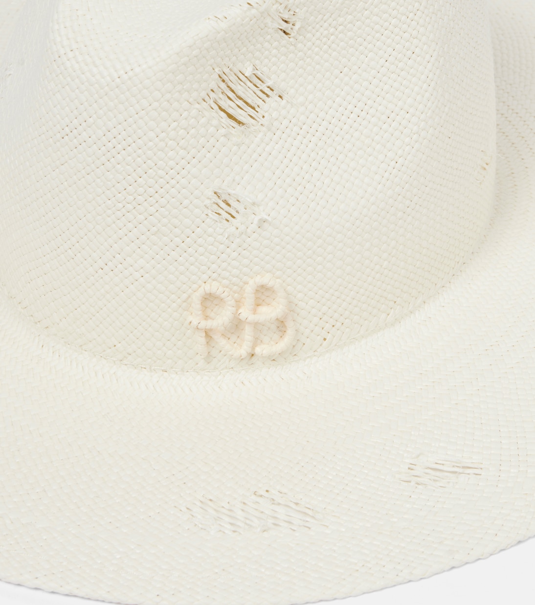 Faux pearl-embellished straw fedora | Ruslan Baginskiy
