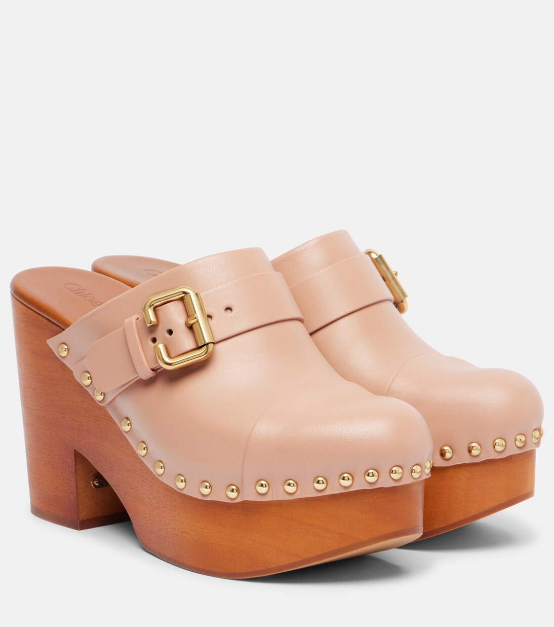 Jeannette 80 studded leather clogs | Chloé