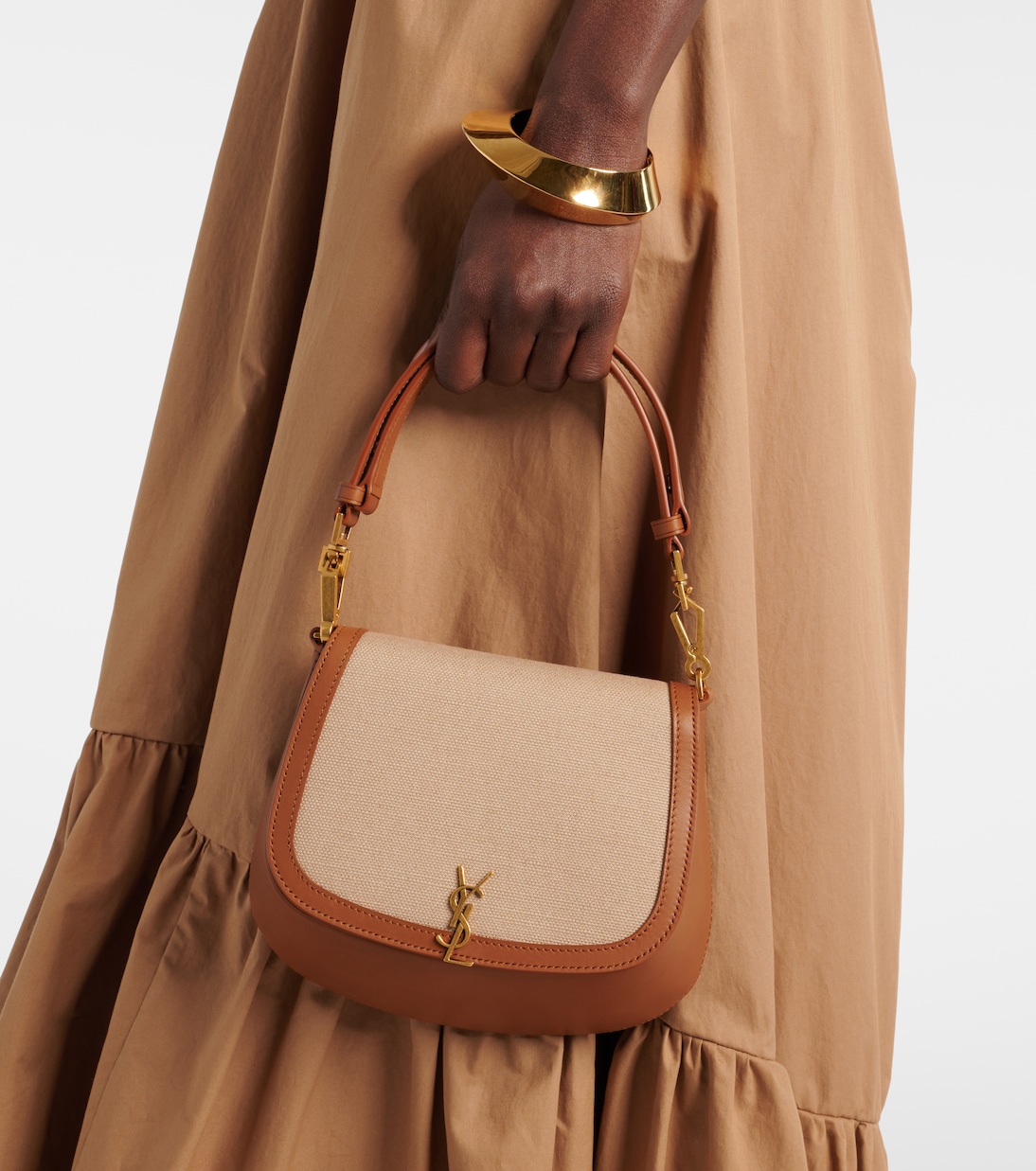 Bolso al hombro Voltaire de lona y piel | Saint Laurent