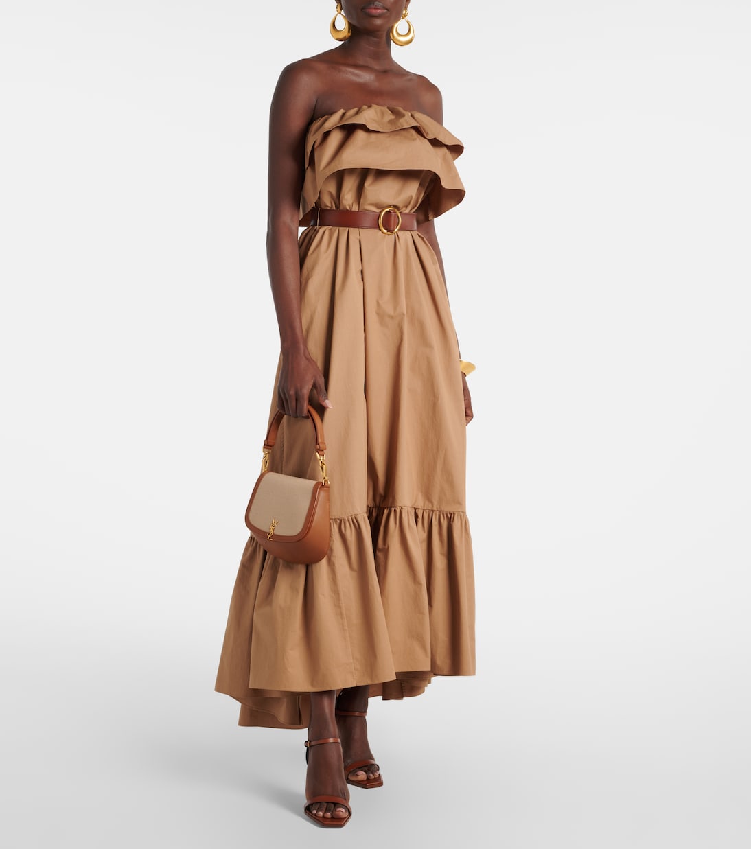 Bolso al hombro Voltaire de lona y piel | Saint Laurent