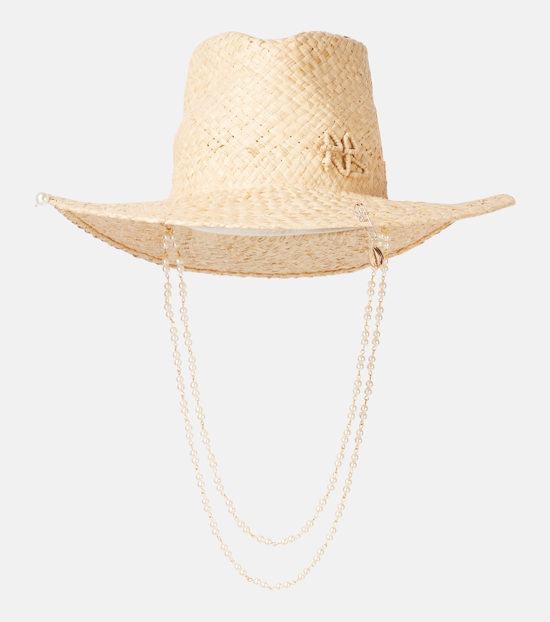 Fedora en paille à logo et perles fantaisie | Ruslan Baginskiy