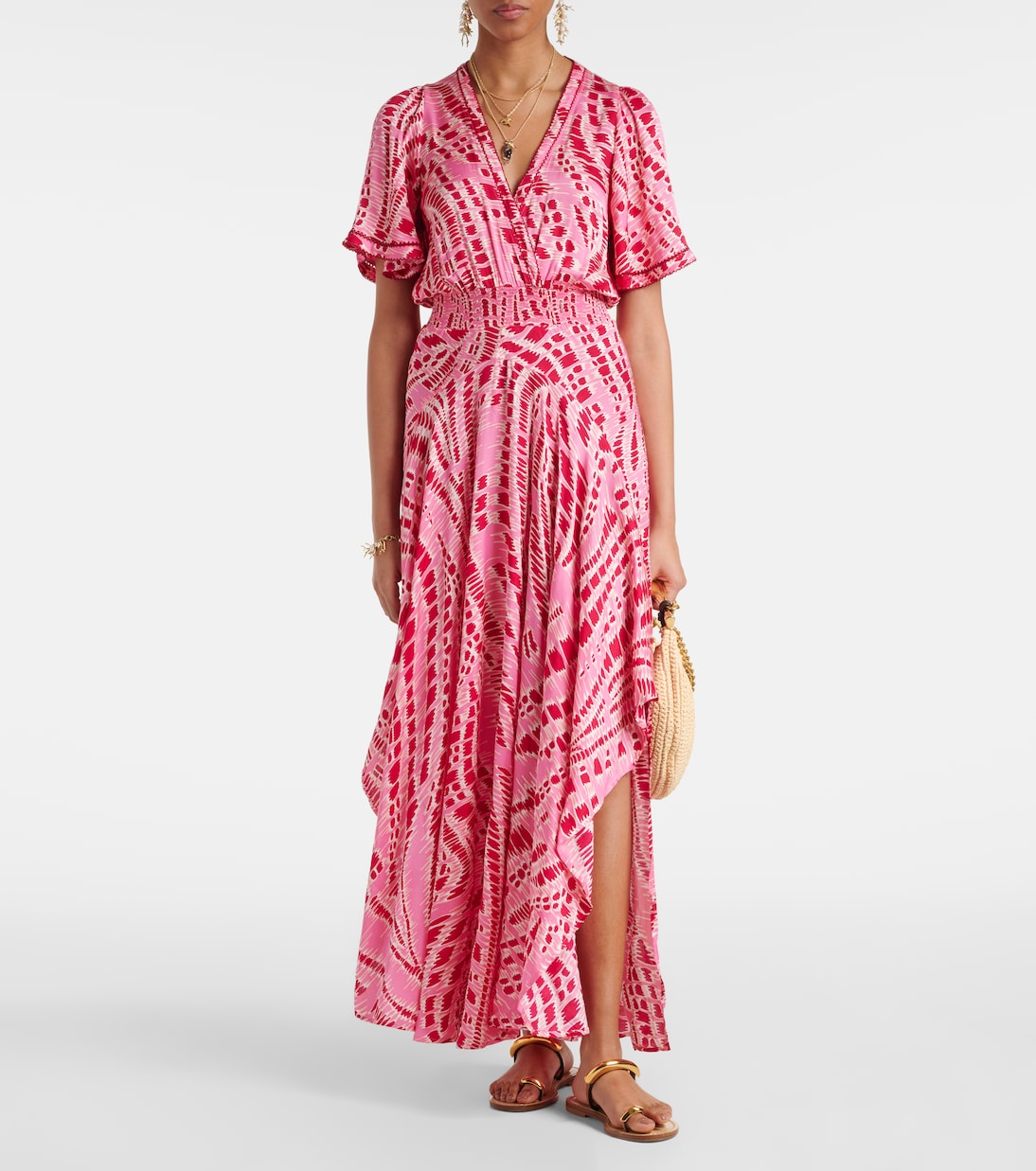 Robe midi Mabelle imprimée en satin | Poupette St Barth